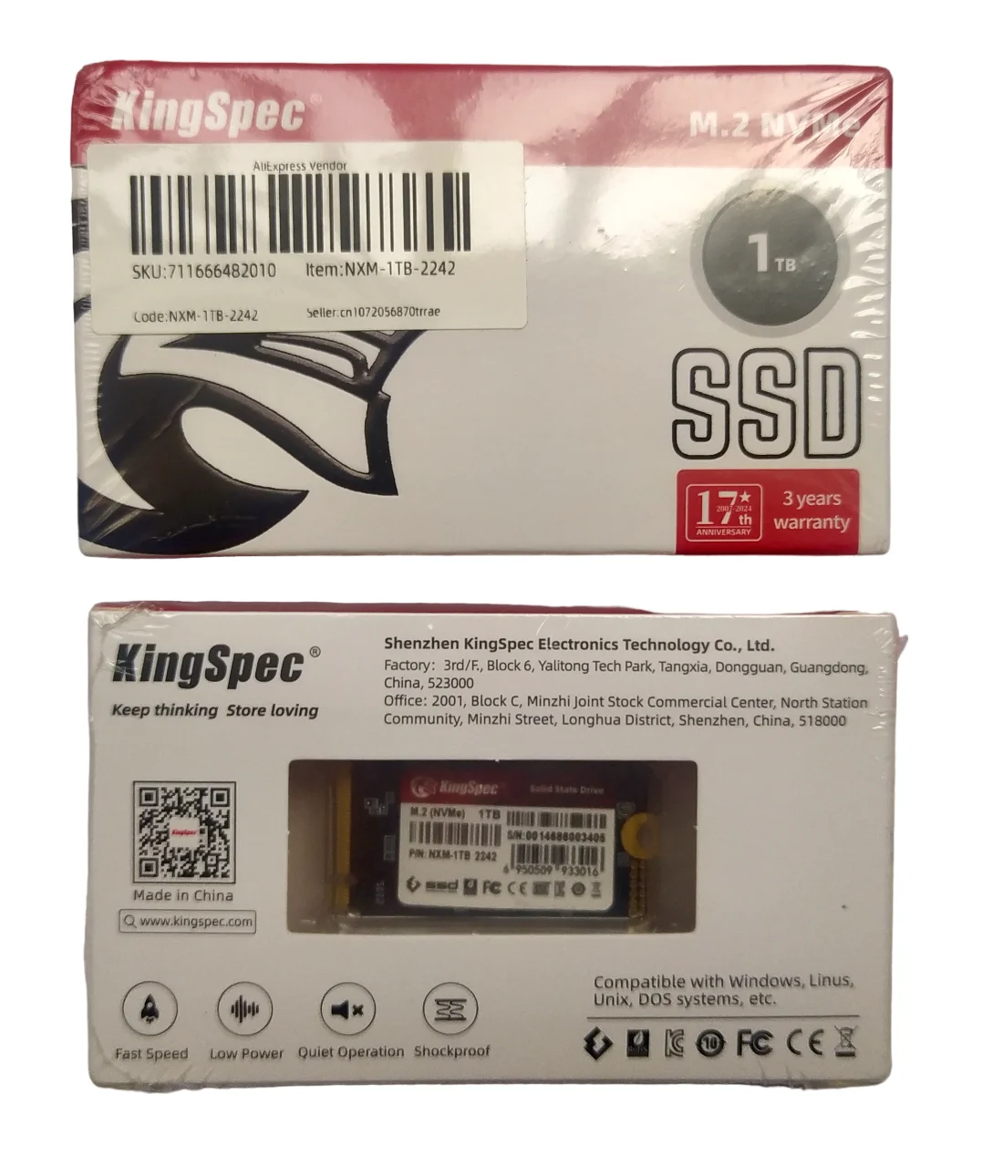 DISCO SOLIDO SSD KINGSPEC M.2 NVMe 2242 PCIe GEN.3 x4 SSD 1 TB SMALL