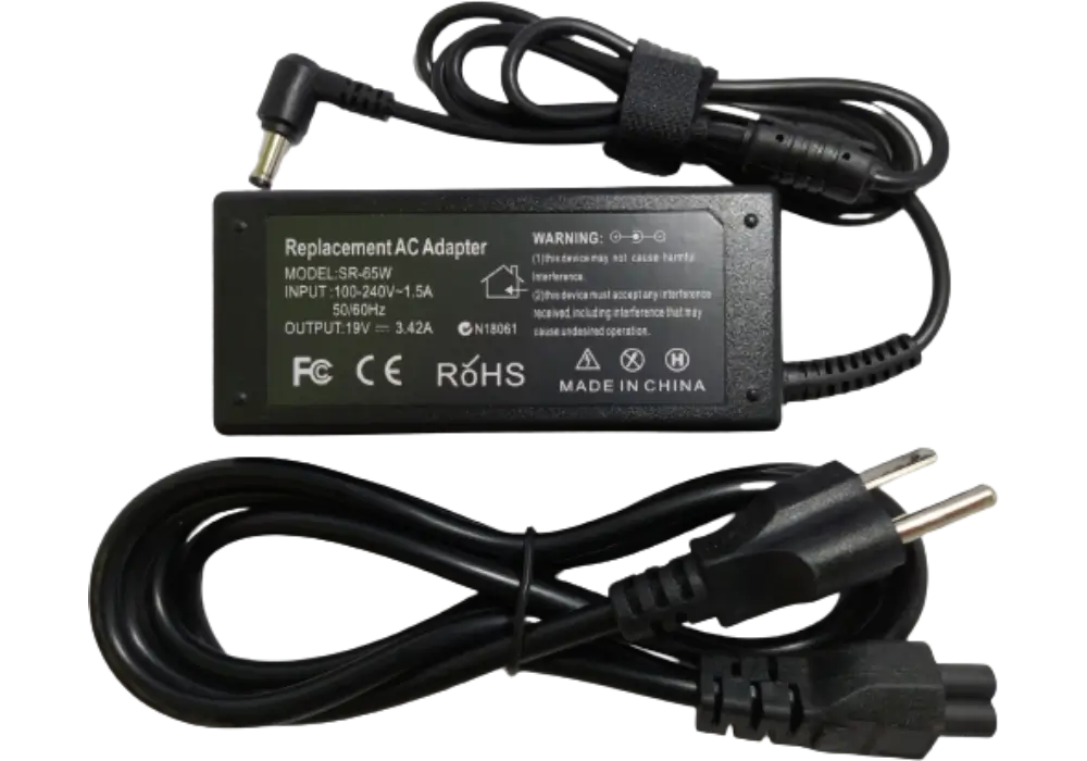 CARGADOR PARA LAPTOP TOSHIBA - 19V 3.42A 65W - CERTIFICADO - NUEVO