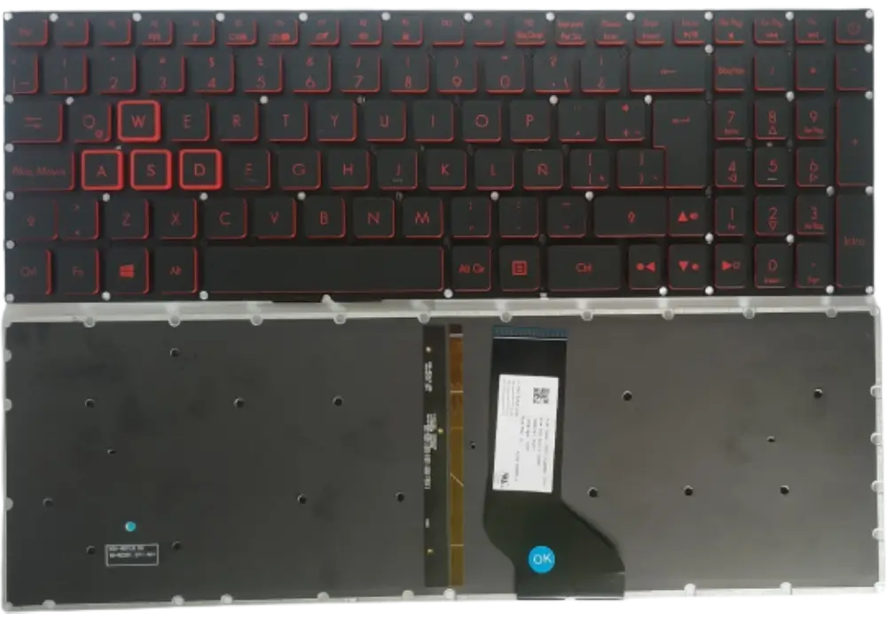 TECLADO PARA LAPTOP ACER NITRO 5 AN515 AN515-41 AN515-42  N17C1 - ESPAÑOL - RETROILUMINADO - ORIGINAL CERTIFICADO