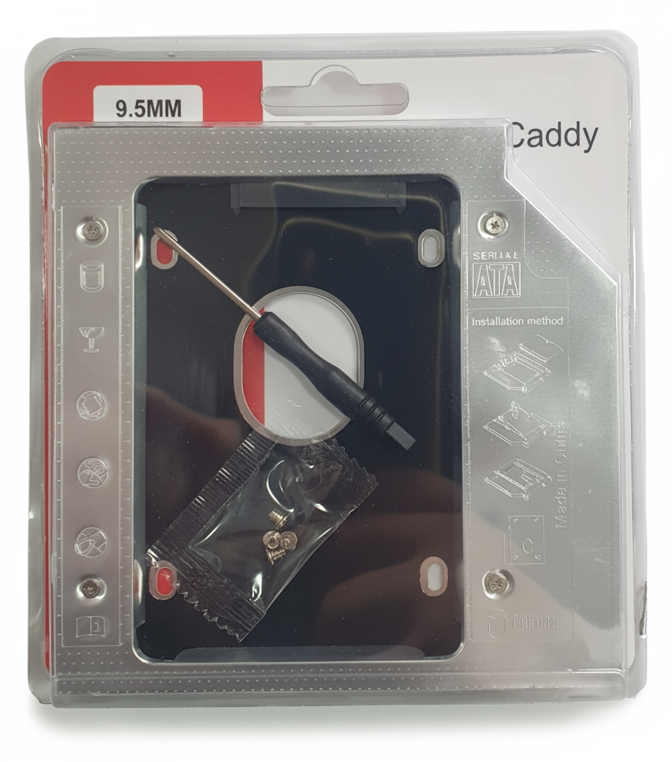 CADDY SLIM 9.5mm SATA 3.0, 2.5 HDD SSD CD DVD-ROM Laptop
