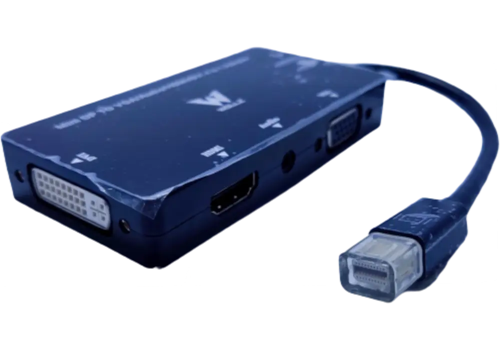 ADAPTADOR MINI DISPLAYPORT 4 EN 1 THUNDERBOLT A HDMI DVI VGA CON AUDIO WOLLZ NUEVO