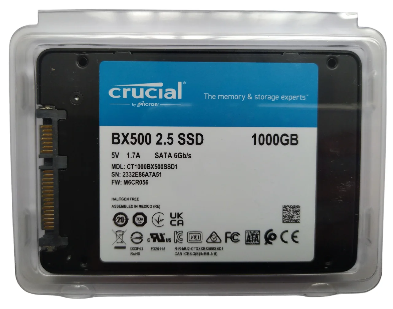 DISCO SOLIDO CRUCIAL BX - 1TB - 2.5