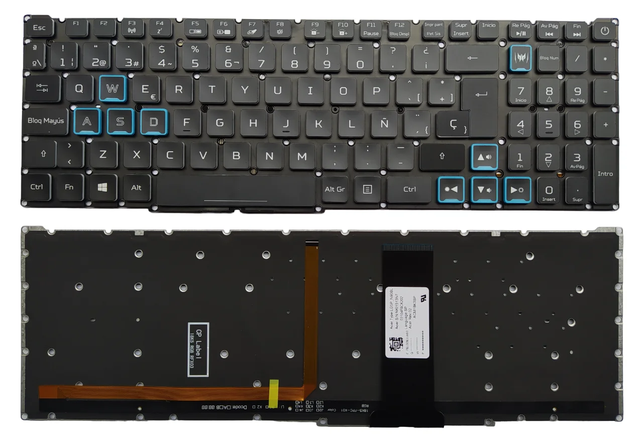 TECLADO PARA LAPTOP ACER PREDATOR HELIOS 300 PH315-52 PH317-53 PH317-54 - ORIGINAL - RETROILUMINADO RGB