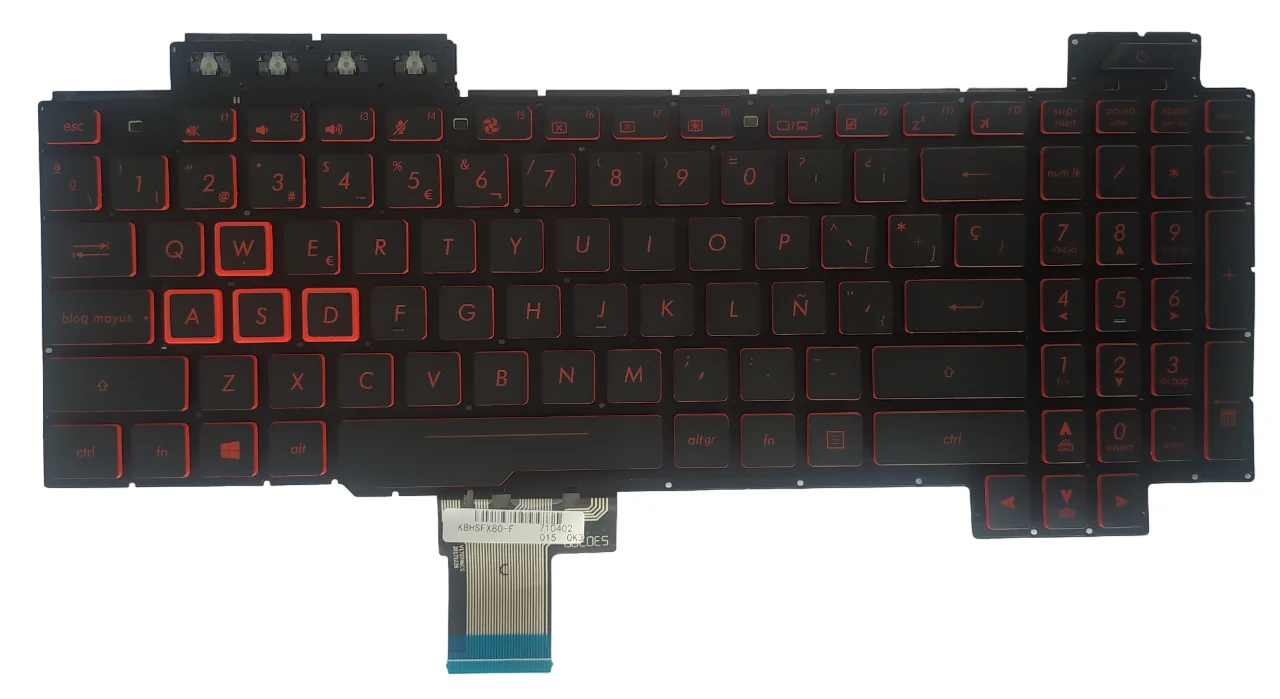 TECLADO PARA LAPTOP ASUS FX504GE FX504GM FX504GD FX505A FX505D FX505DT FX505DD FX505DV FX505DU FX505DY FX505G FX505GD FX505GE FX505GM FX505GT TUF705DD TUF705DT TUF705DUFX86 - RETROILUMINADO - ORIGINAL