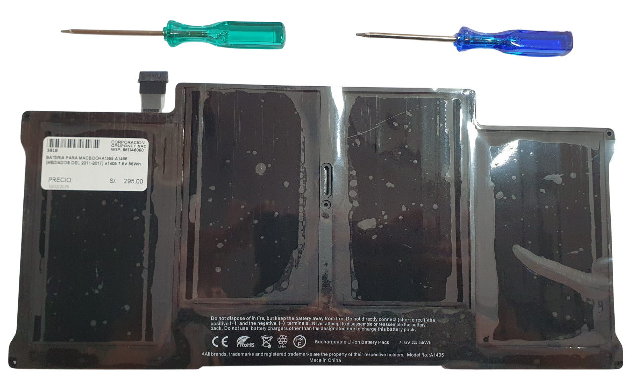 BATERIA PARA MACBOOK A1369 A1466 (MEDIADOS DEL 2011 - 2017) A1405 - 7.6V 55WH